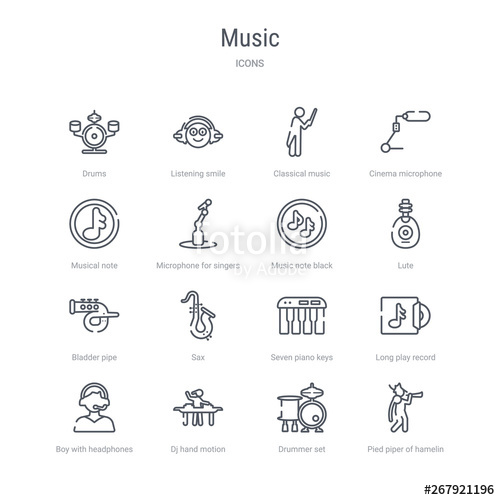 500x500 Set Of Music Concept Vector Line Icons Such As Pied Piper