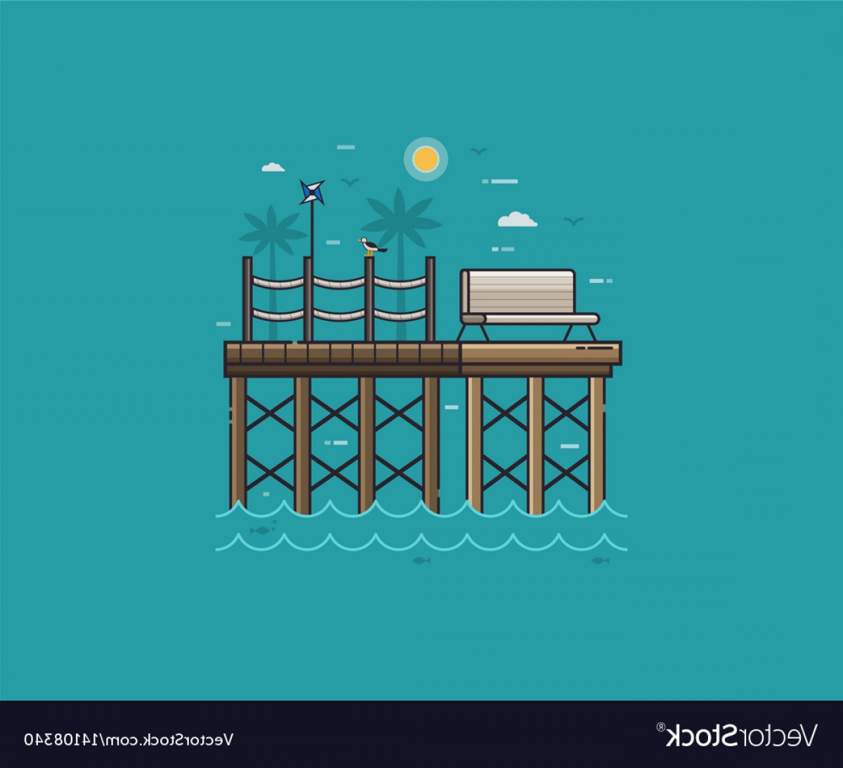 1200x1094 Wooden Jetty Or Sea Pier On Seaside Vector Catchsplace