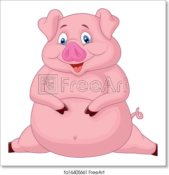 561x581 Free Art Print Of Fat Pig Cartoon Vector Illustration Of Fat Pig