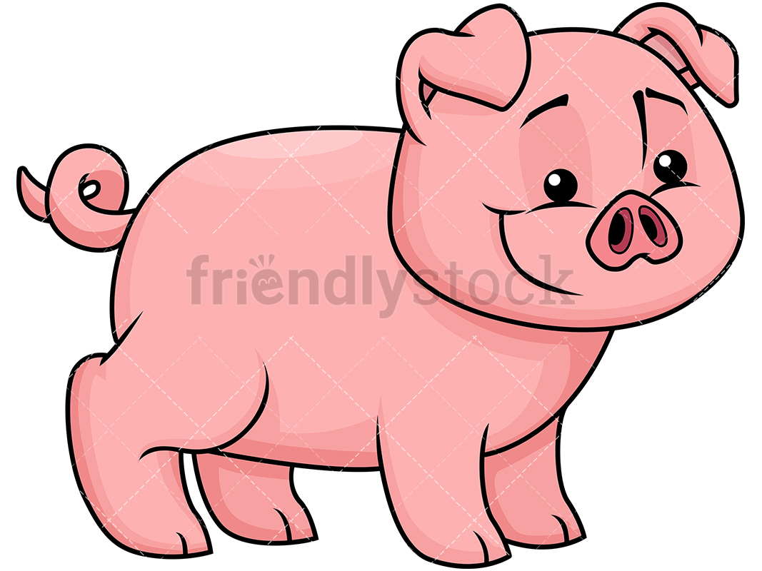 1067x800 Happy Pig Cartoon Vector Clipart