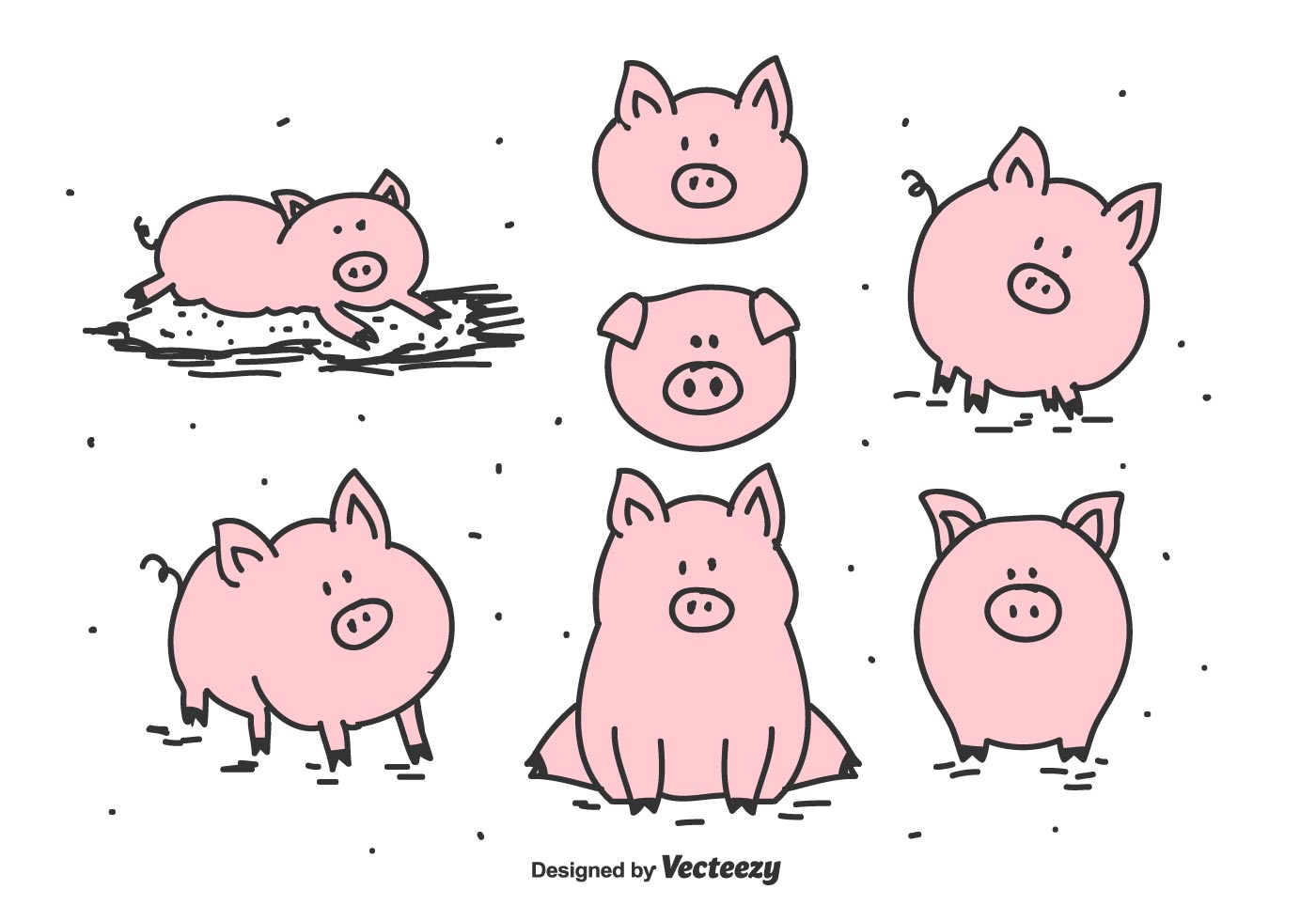 1400x980 Pig Free Vector Art