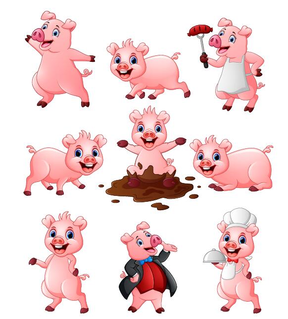 582x645 Pig Cartoon Character Cute Vector Free Download