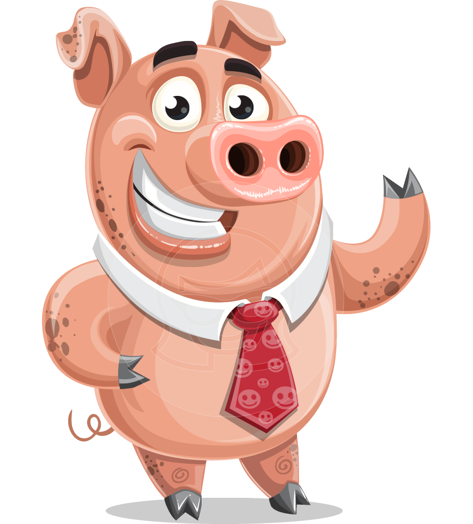 957x1060 Pig With A Tie Cartoon Vector Character Aka Smokey Hans