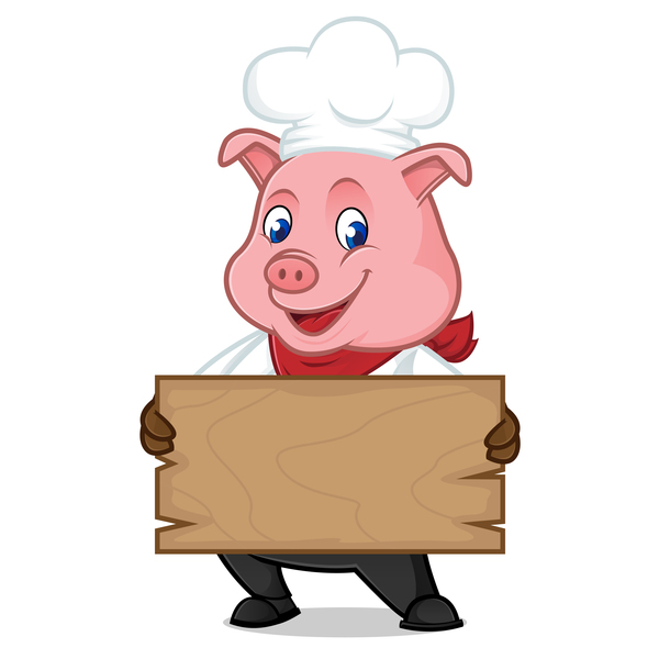 600x600 Chef Pig Cartoon With Wooden Plank Vector Free Download