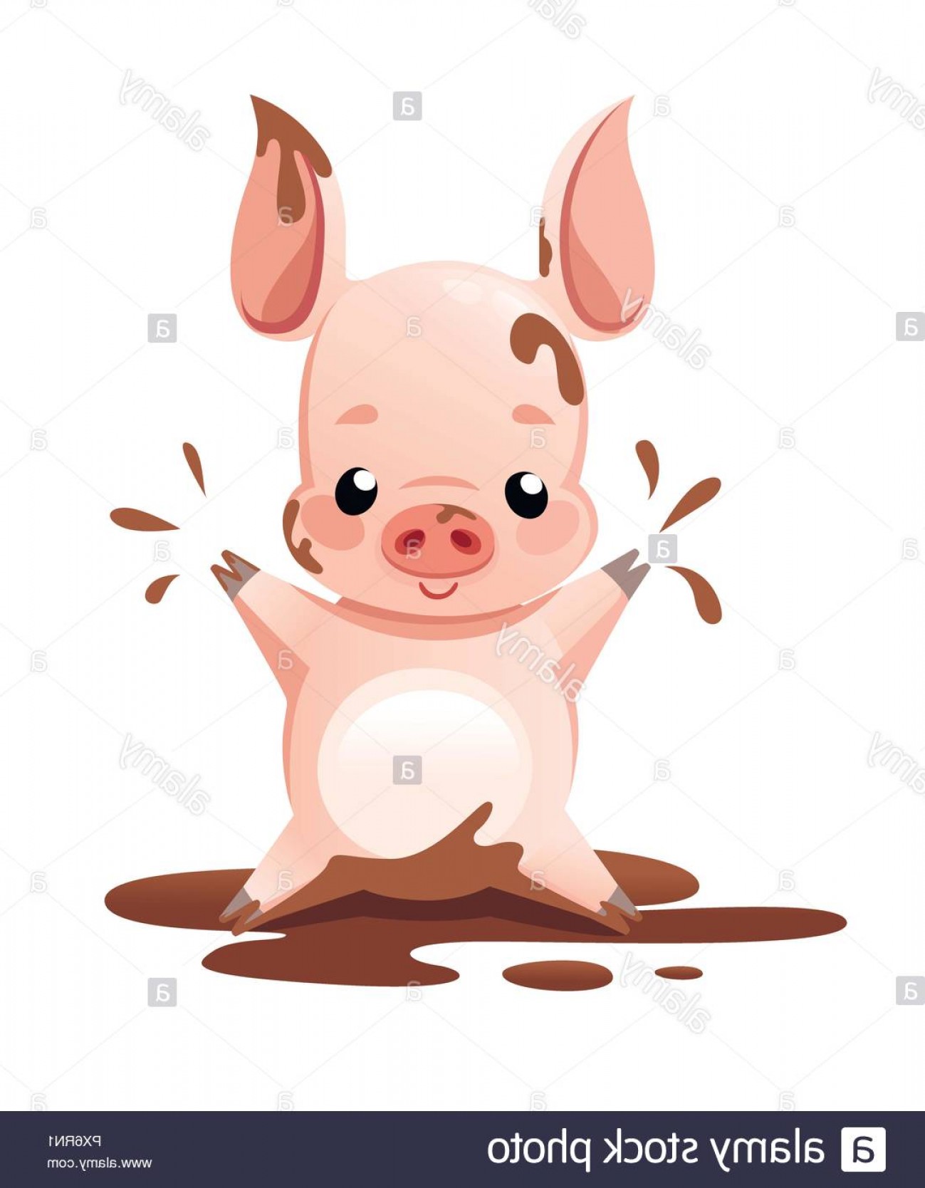 1299x1668 Cute Pig Cartoon Character Design Little Pig Play In Mud Bathing