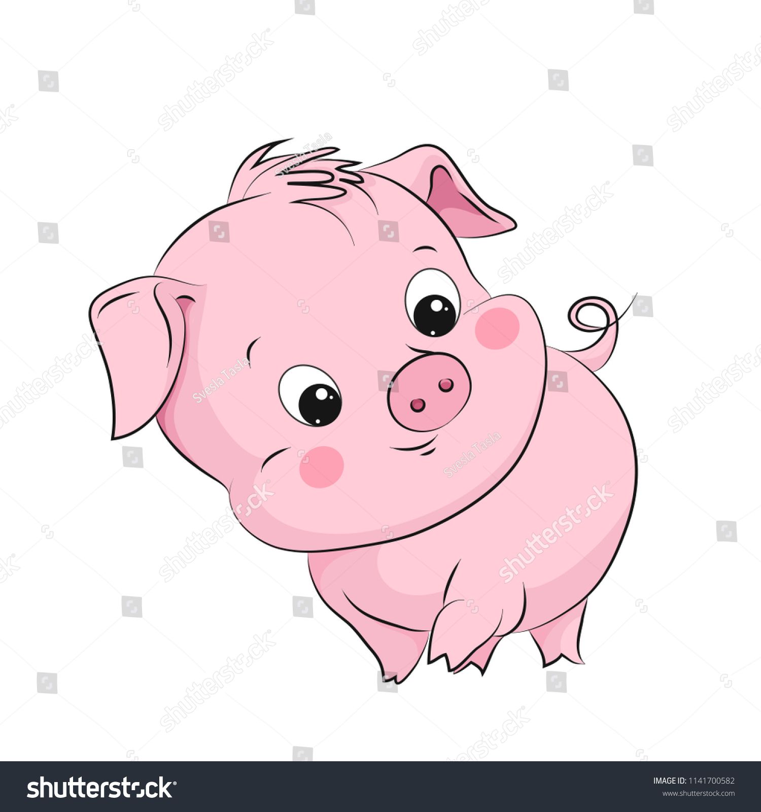 1500x1600 Cute Little Pig Cartoon Vector Character Children