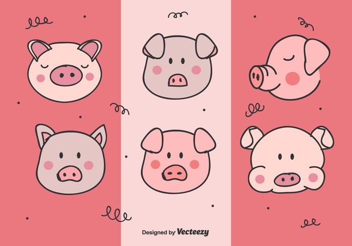 700x490 Pig Face Vector Set