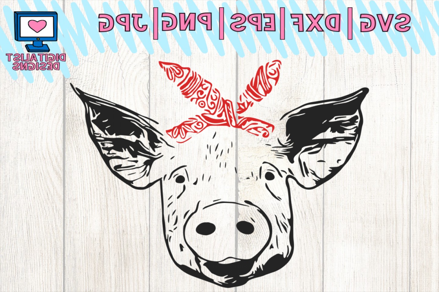 1440x960 Pig Pig Clipart Pig Face Bandana Farm Cricut