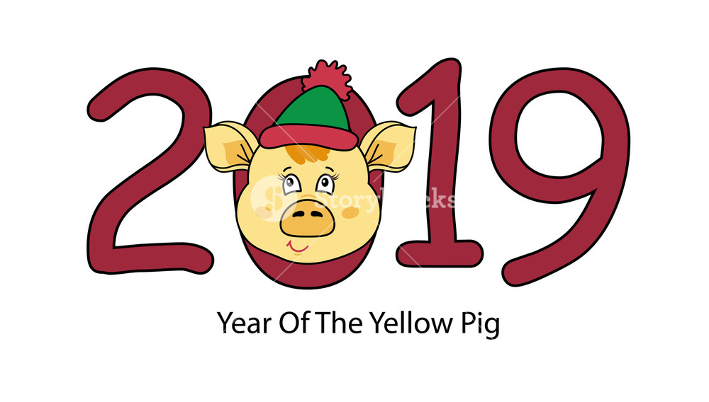 1000x568 The Year Of The Yellow Pig Cute Cartoon Pigs Face Vector Royalty
