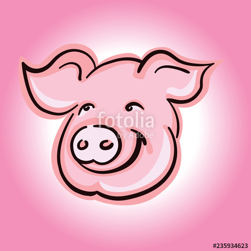 500x500 Cute Pig Face Vector Silhouette On Pink Background Stock Image