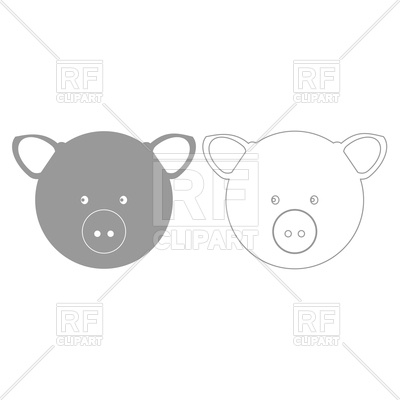 400x400 Pig Head Grey Set Icon Vector Image Of Icons And Emblems