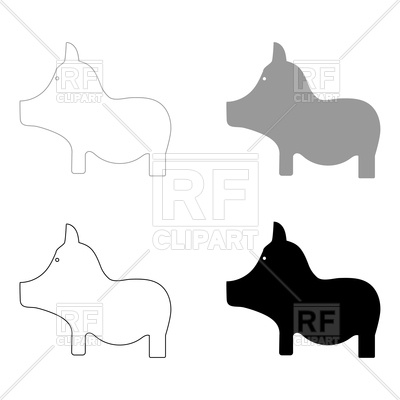 400x400 Pig Black And Grey Color Set Icon Vector Image Of Plants