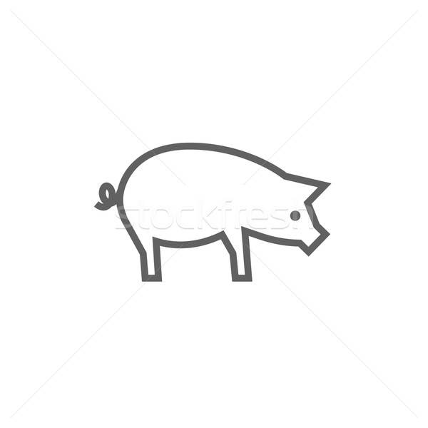 600x600 Pig Line Icon Vector Illustration Andrei Krauchuk