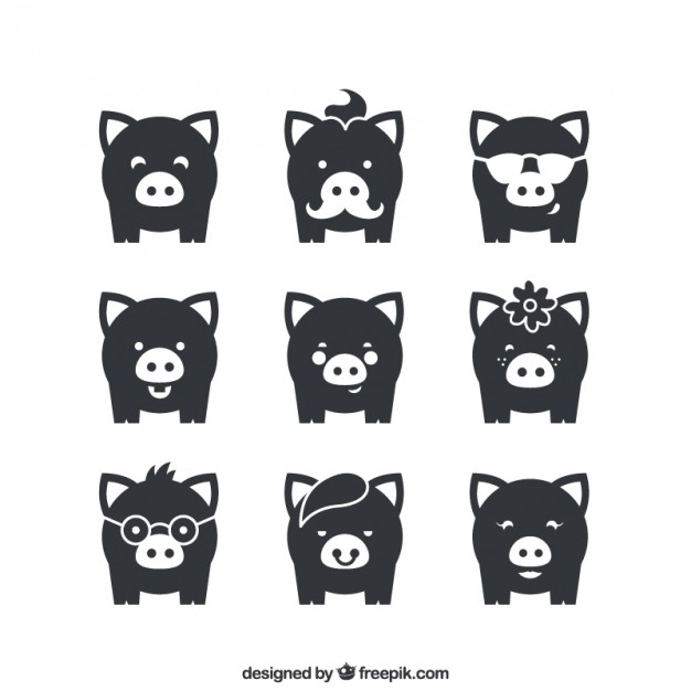 626x626 Variety Of Pigs Icons Vector Free Download