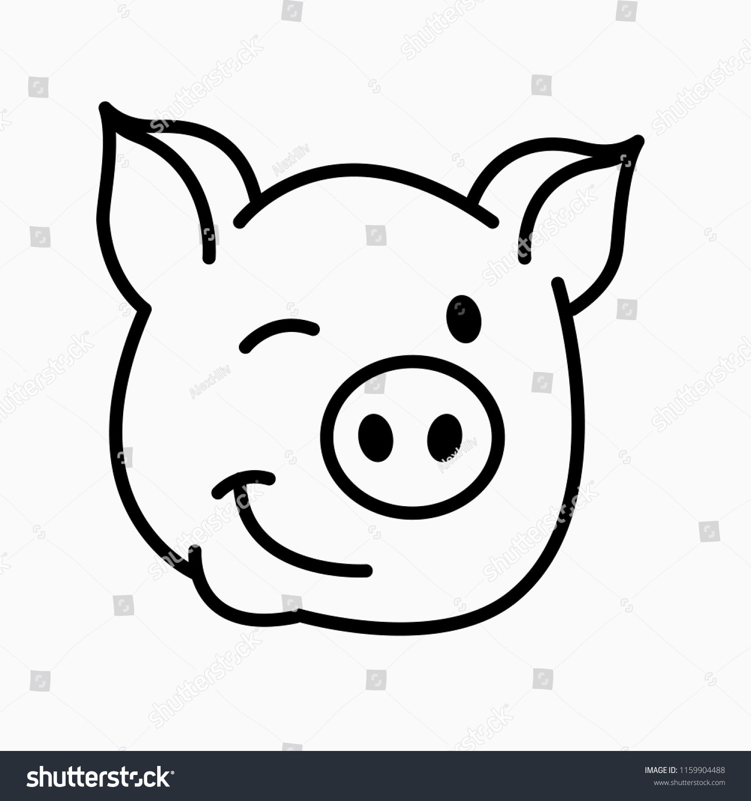 Pig Smiley Face Icon Pig Outline Logo Pork Meat Stock Vector 1500x1600 Pig Smiley Face Icon Pig Outline Logo Pork Meat Stock Vector