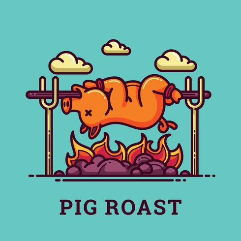 490x490 Pig Roast Illustration