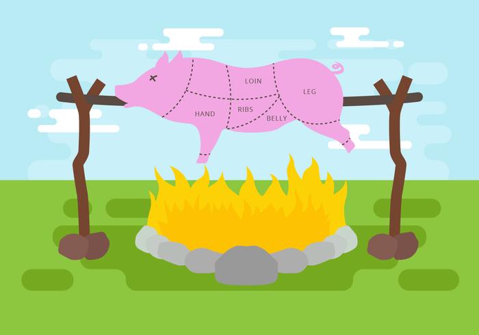 700x490 Pig Roast Vector Illustration