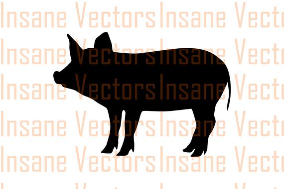 570x380 Pig Vector Silhouette Clip Art Image Pig Vector Pig Etsy