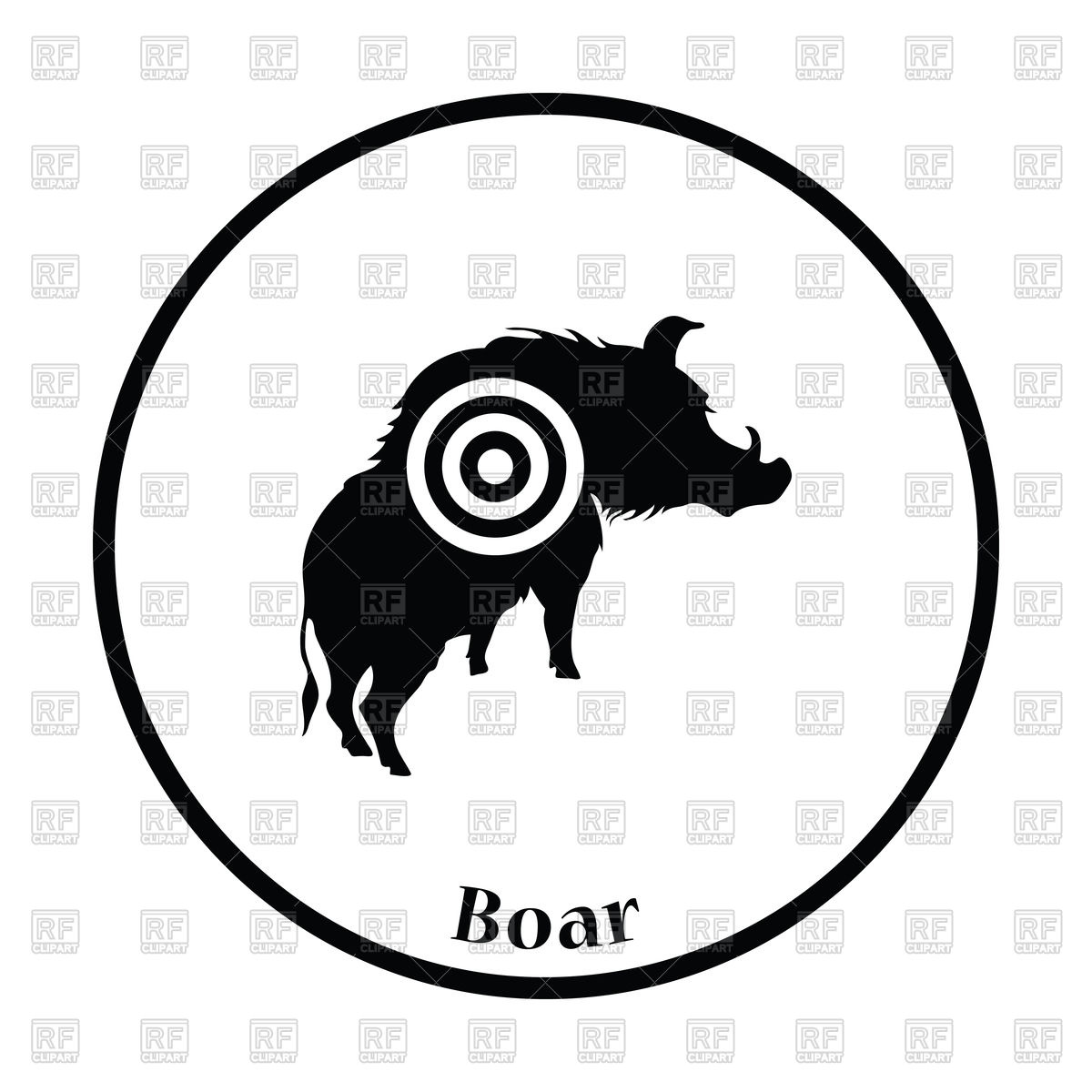 1200x1200 Thin Circle Design Of Boar Silhouette With Target Icon Vector