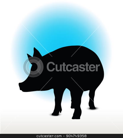 416x464 Pig Silhouette Stock Vector