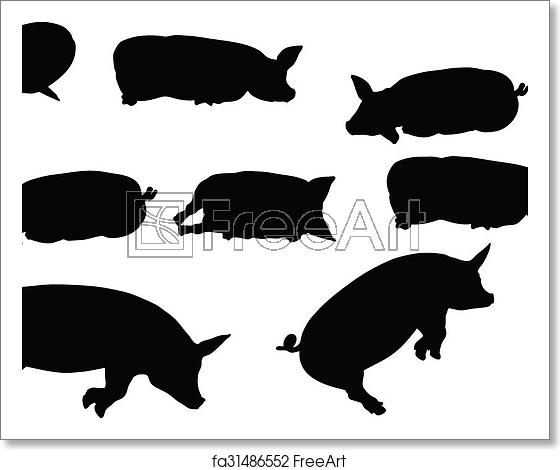 560x470 Free Art Print Of Pig Silhouette Vector Image, Pig Silhouette