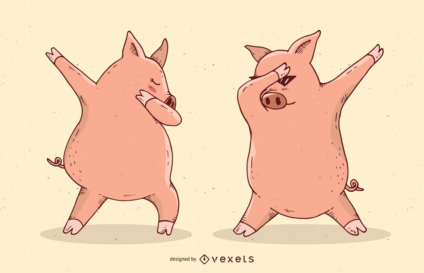 1701x1097 Dabbing Pigs Vector Illustration