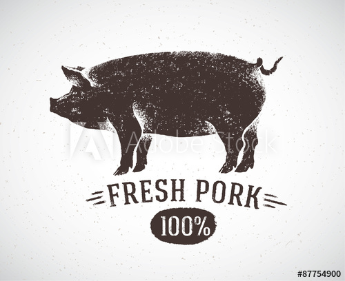500x408 Graphic Pig And Labeled Fresh Pig Vector Illustration, Drawn