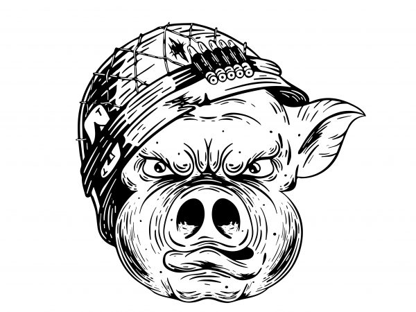 600x450 Soldier Pig Vector T Shirt Design
