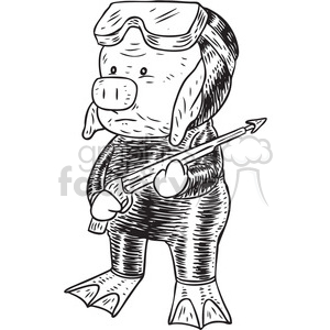 300x300 Scuba Pig Vector Illustration Clipart Royalty Free Gif, Png