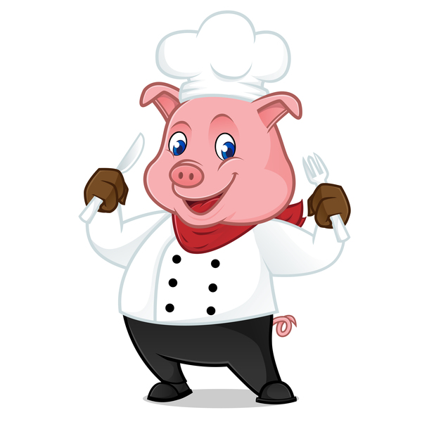 600x600 Cute Cartoon Chef Pig Vector Illustration Free Download