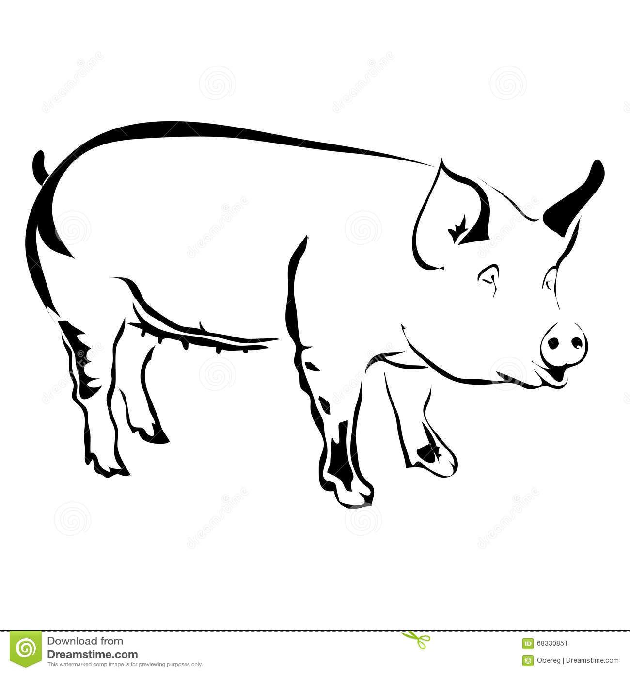 1300x1390 Outline Pig Vector Illustration Drawings Pig Illustration