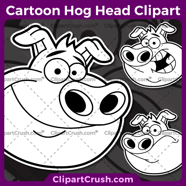 600x600 Cute Cartoon Hog Head Clipart