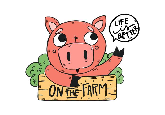 700x490 Cute Farm Pig With Wood Sign And Quote Farm