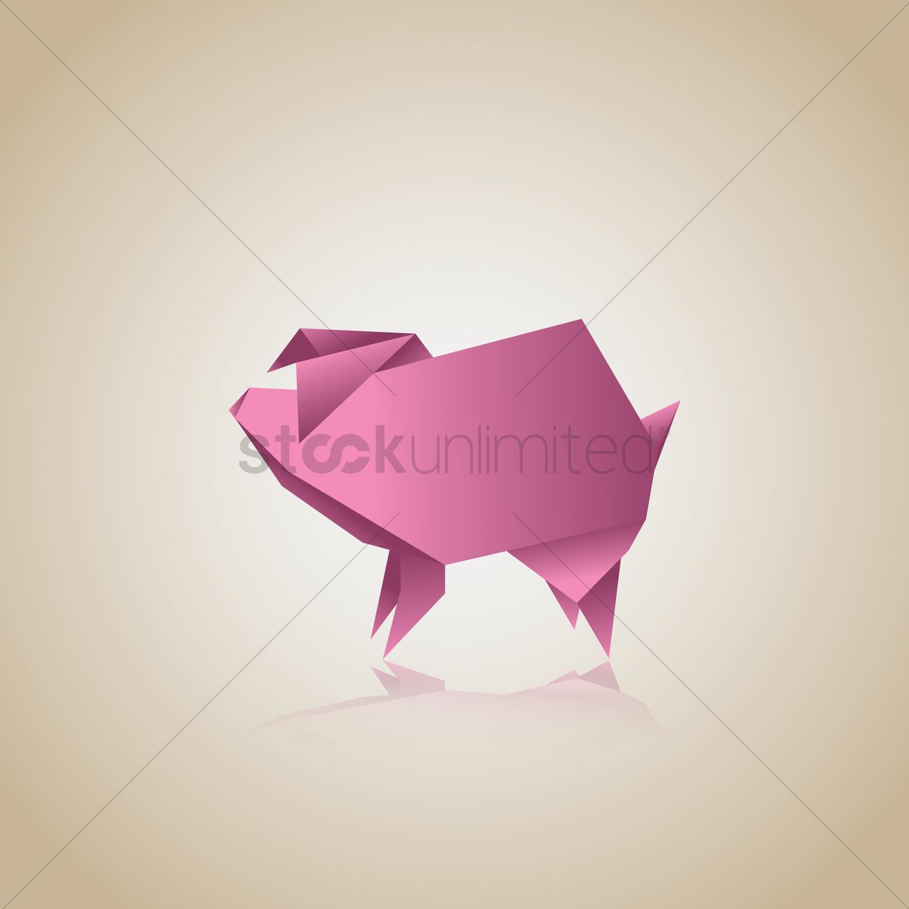 1300x1300 Free Origami Pig Vector Image