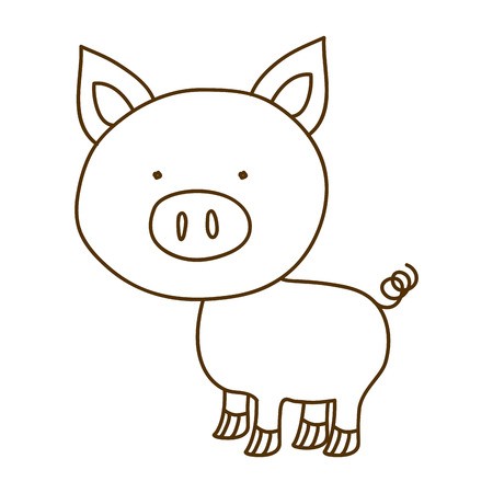 450x450 A Monochrome Thin Contour Of Pig Vector Illustration Royalty Free