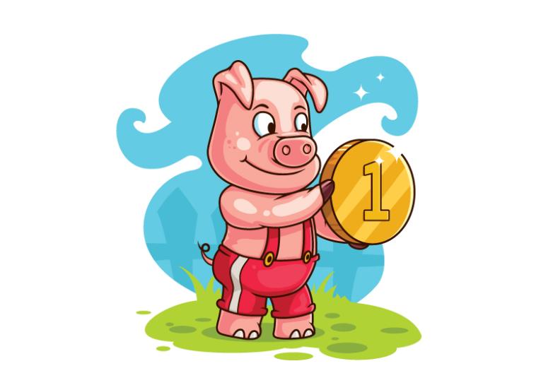 782x552 Cartoon Take Gold Pig Vector Free Vector Graphic Download