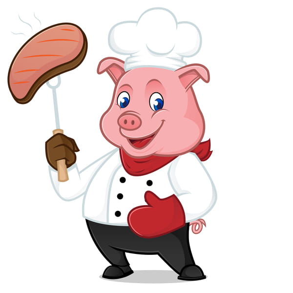 600x600 Cute Cartoon Chef Pig Vector Illustration Free