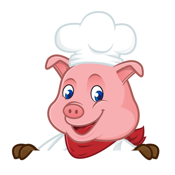 600x600 Cute Cartoon Chef Pig Vector Illustration Free Download