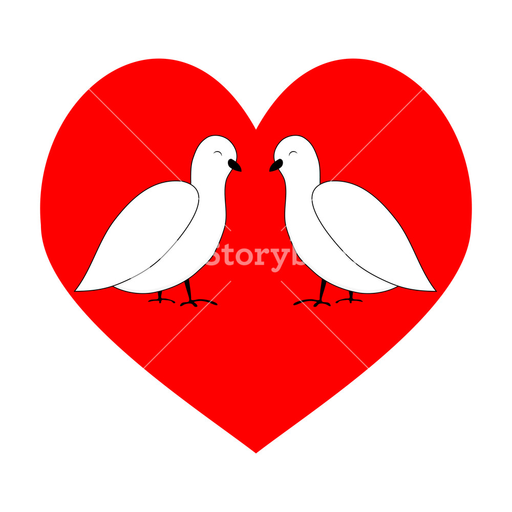1000x1000 Love Couple Dove In Red Heart White Romantic Pigeon, Vector