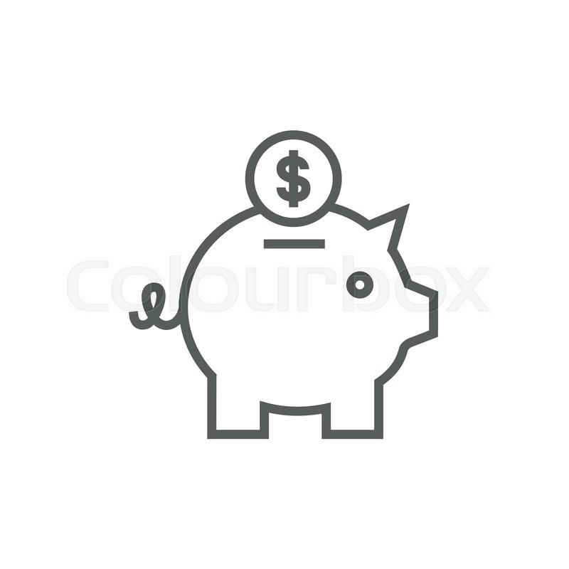 800x800 Piggy Bank With Dollar Coin Thick Line Stock Vector Colourbox