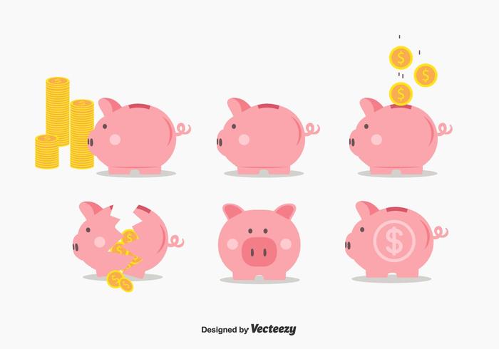 700x490 Piggy Bank Vector Set