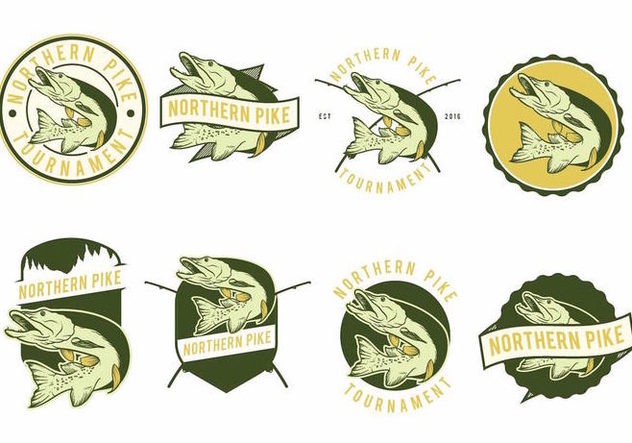632x443 Pike Fish Badges Free Vector Download Cannypic