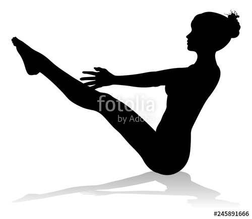 500x435 A Silhouette Of A Woman In A Yoga Or Pilates Pose Stock Image