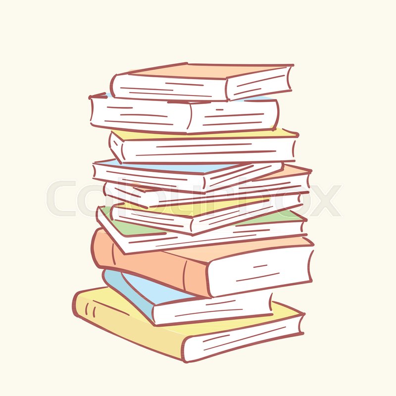 800x800 Pile Stack Books Hand Drawn Style Stock Vector Colourbox