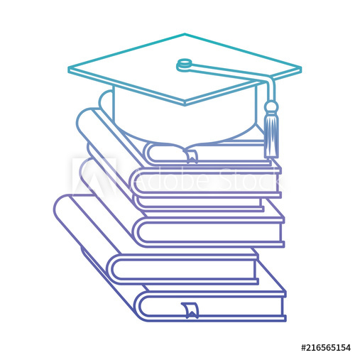 500x500 Hat Graduation With Pile Books Vector Illustration Design