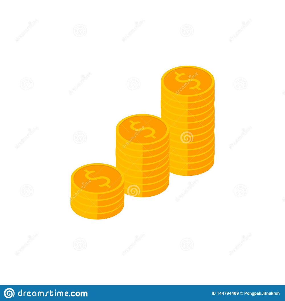 1000x1055 Coin, Isometric, Pile Of Money, Vector, Flat Icon Stock Vector