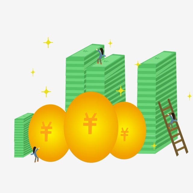 640x640 Golden Eggs And A Pile Of Paper Money, Vector, Golden Egg