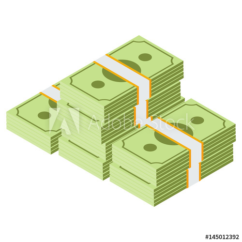 500x500 Isometric Stacked Pile Of Us Dollar Cash Big Money Concept