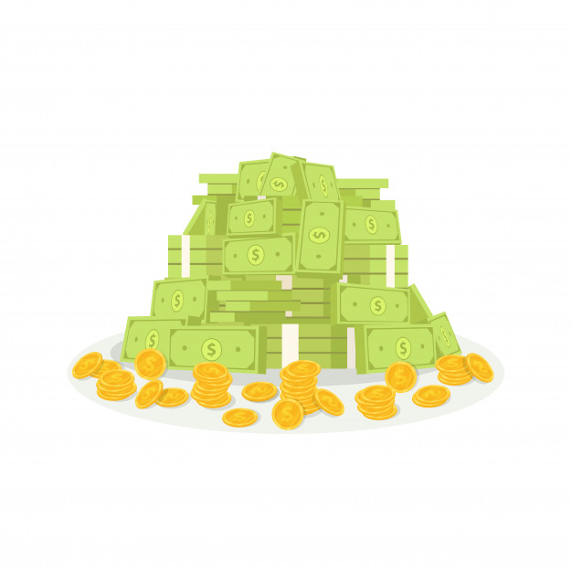 626x626 Pile Of Money And Coins Dollars Money Vector Illustration Vector