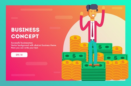 450x296 Businessman Standing On Pile Of Money Vector Illustration